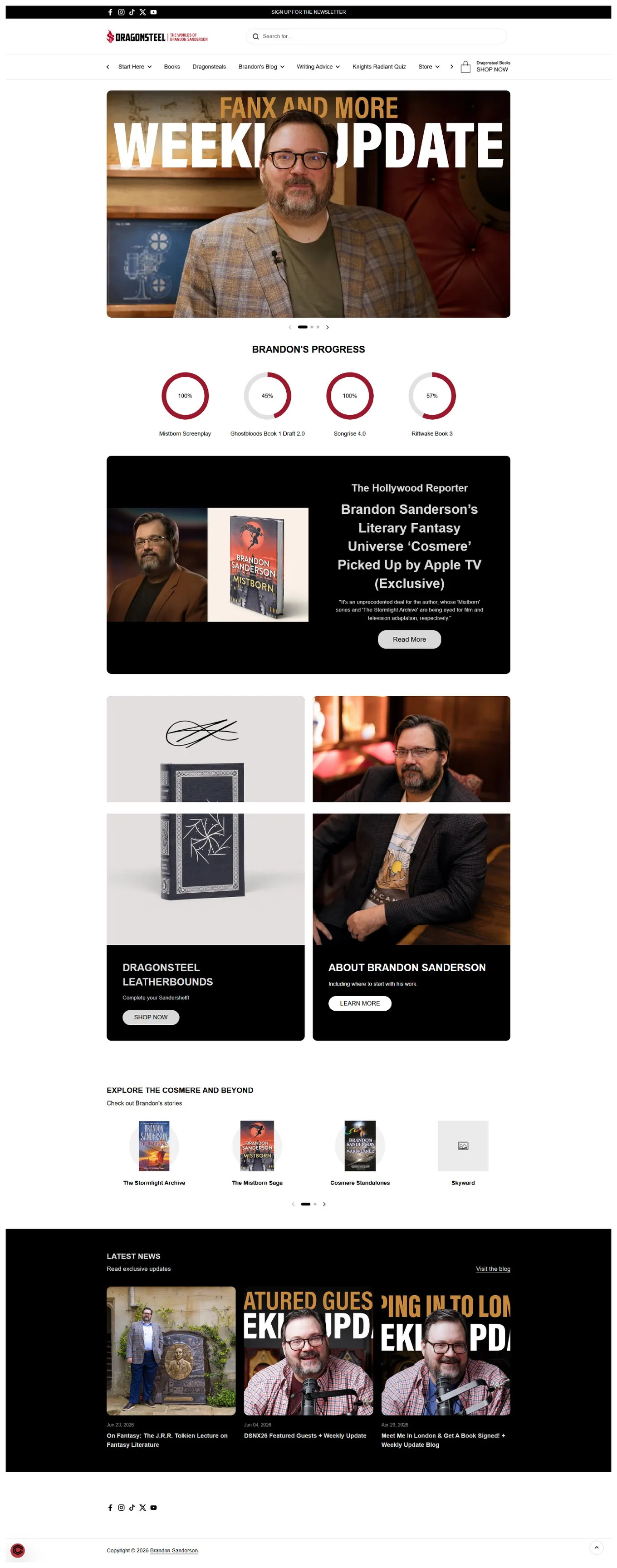 Brandon Sanderson author website reference
