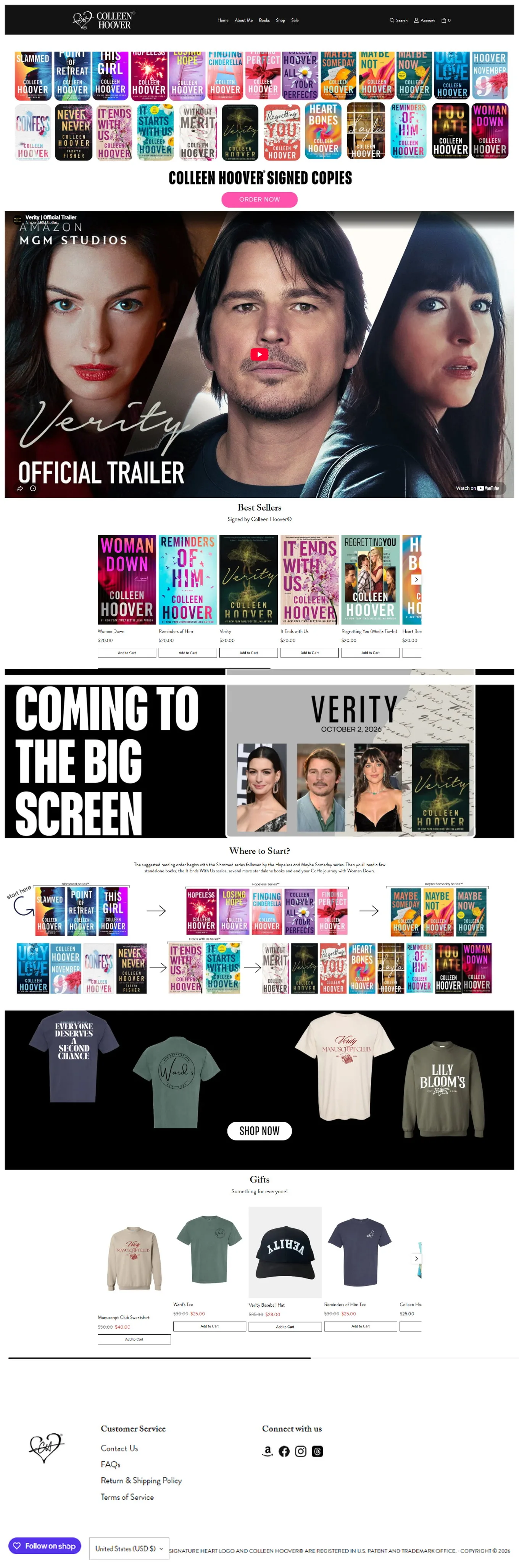Colleen Hoover author website reference