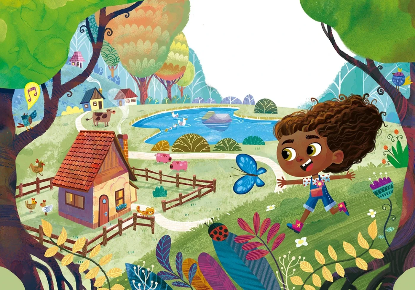 Farm landscape illustration