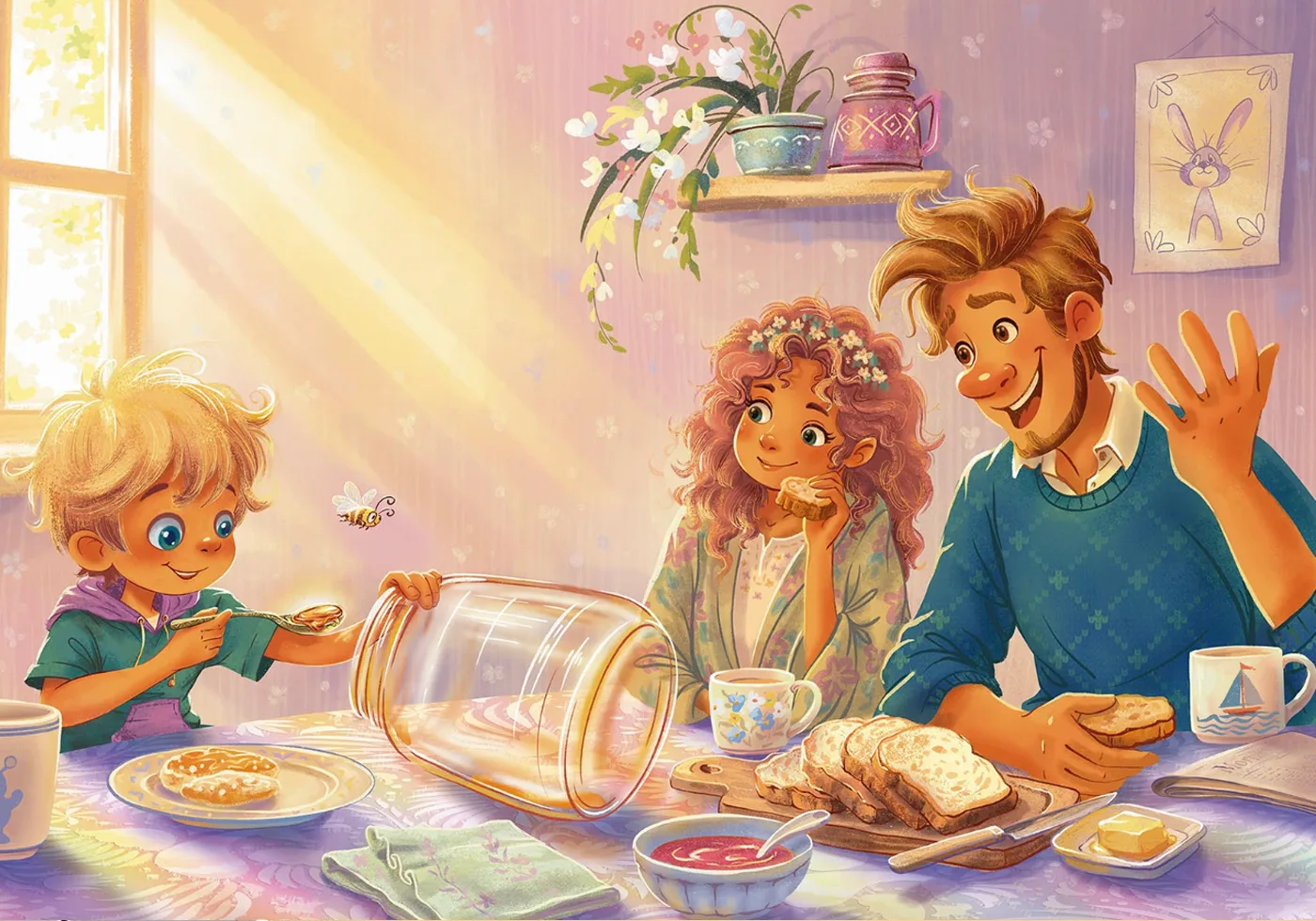 Family breakfast illustration