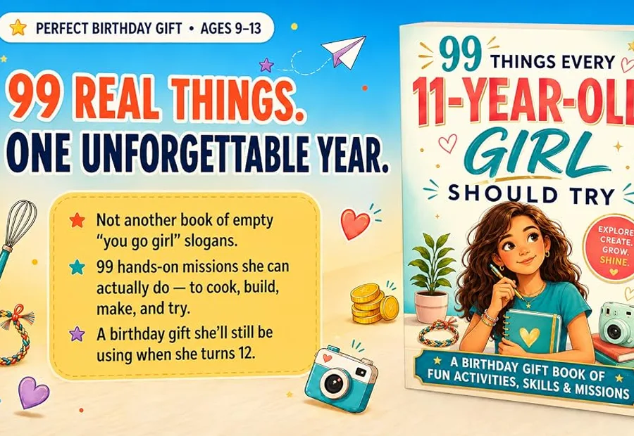 Promotional artwork for 99 Things Every 11-Year-Old Girl Should Try
