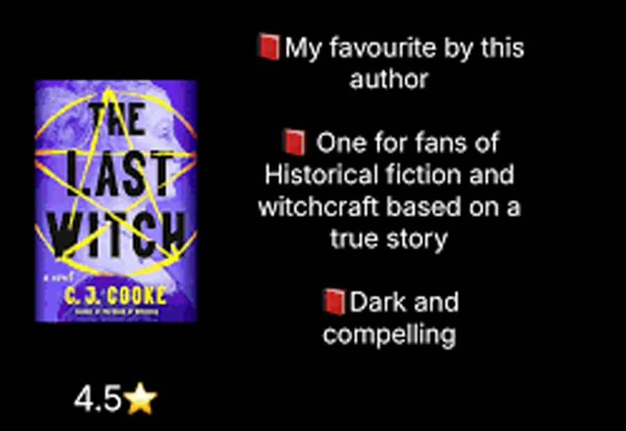 A reading recommendation graphic for The Last Witch