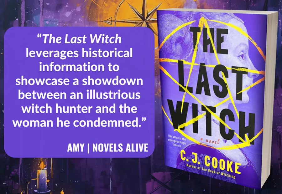 Promotional graphic featuring The Last Witch by C. J. Cooke